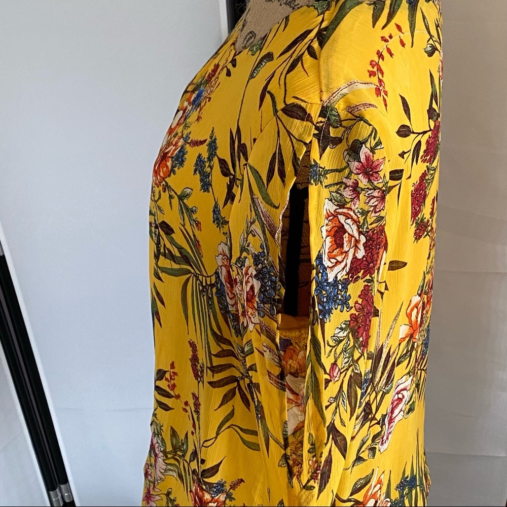 ALYX Yellow Floral Print Woven Blouse Sz XL - Picture 6 of 15